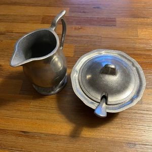 Metal cream and sugar bowl